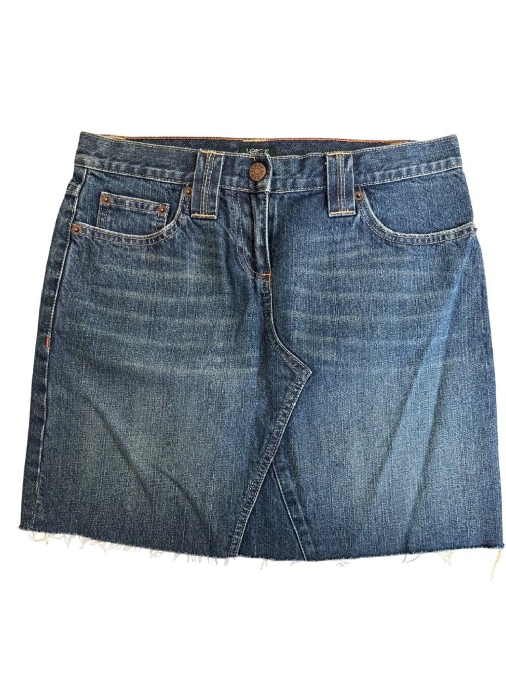 J.Crew Distressed Denim Mini Skirt 28 Frayed Hem Casual Retro Beach Boho